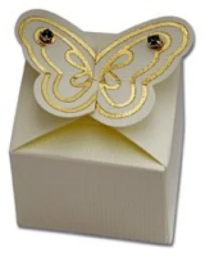 Ivory-Gold Butterfly Square Box