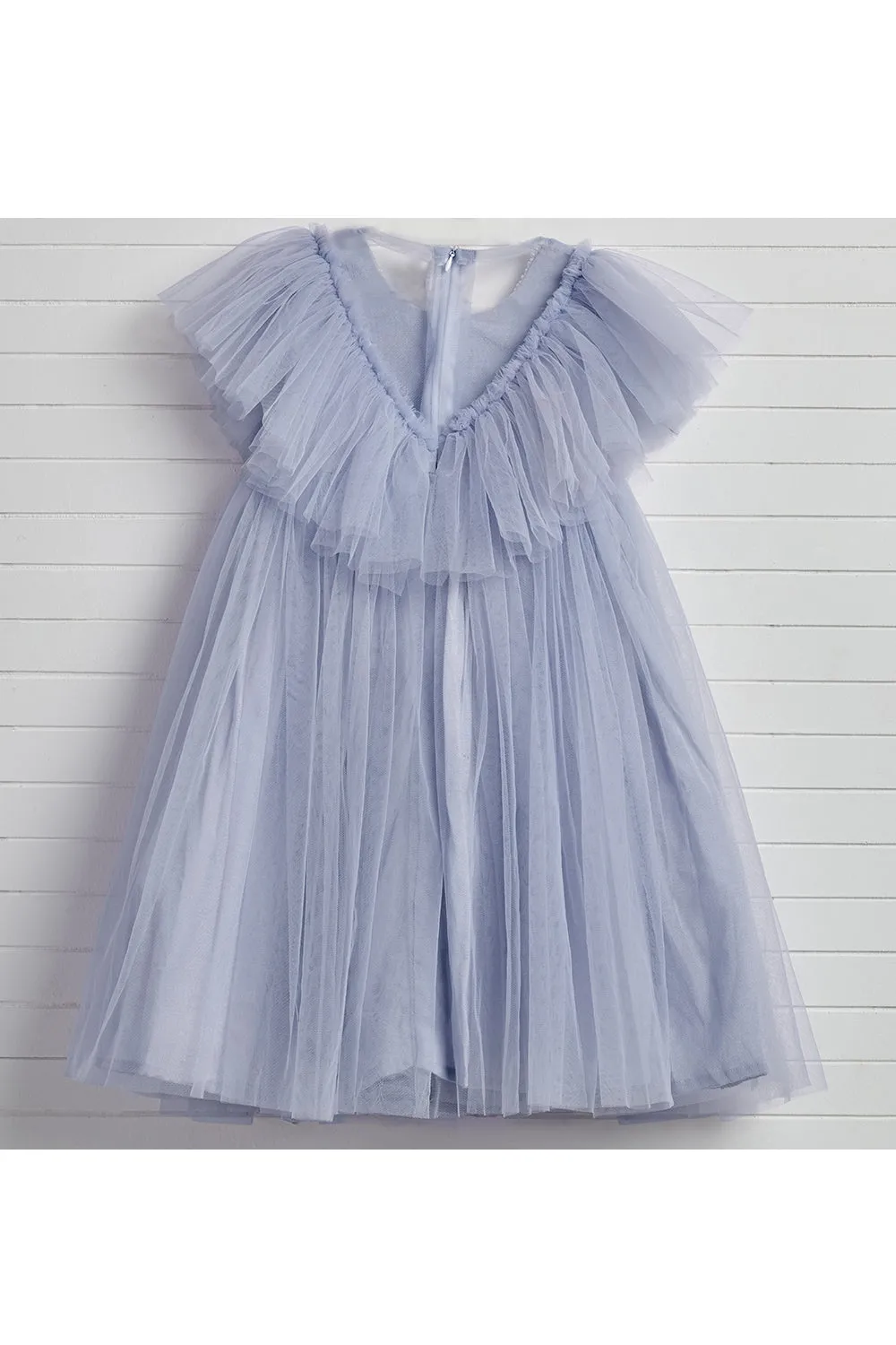 Lavender Pearl Embroidered Frill Gown