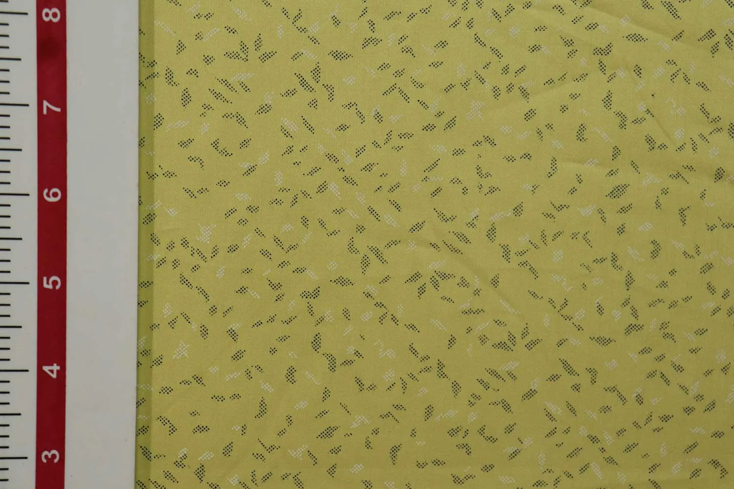 Lime Yellow Abstract Printed Cotton Satin Fabric