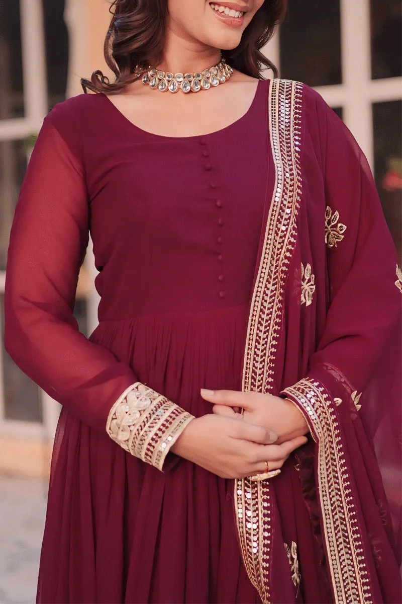 Long Heavy Gown With Dupatta For Wedding Function