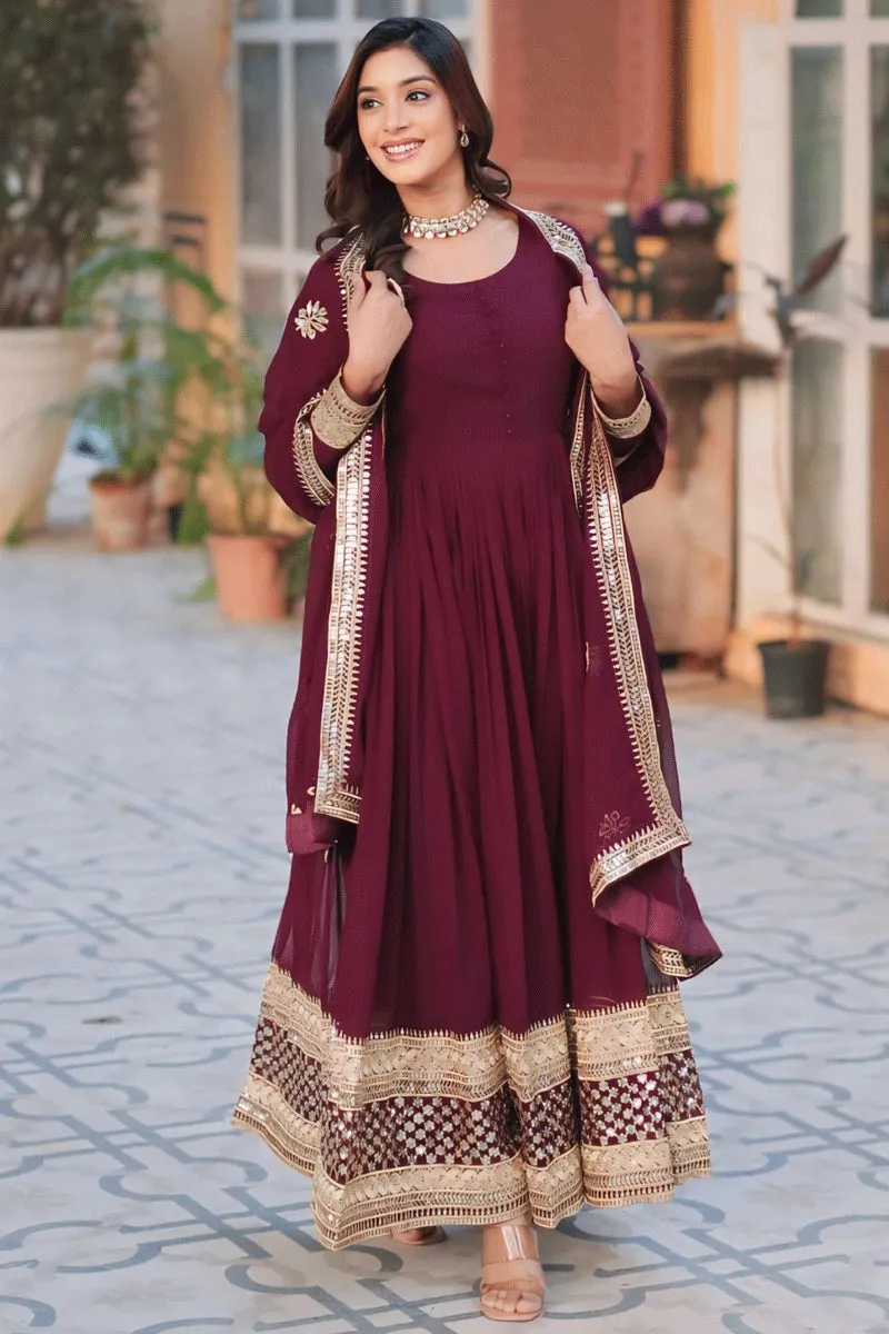 Long Heavy Gown With Dupatta For Wedding Function