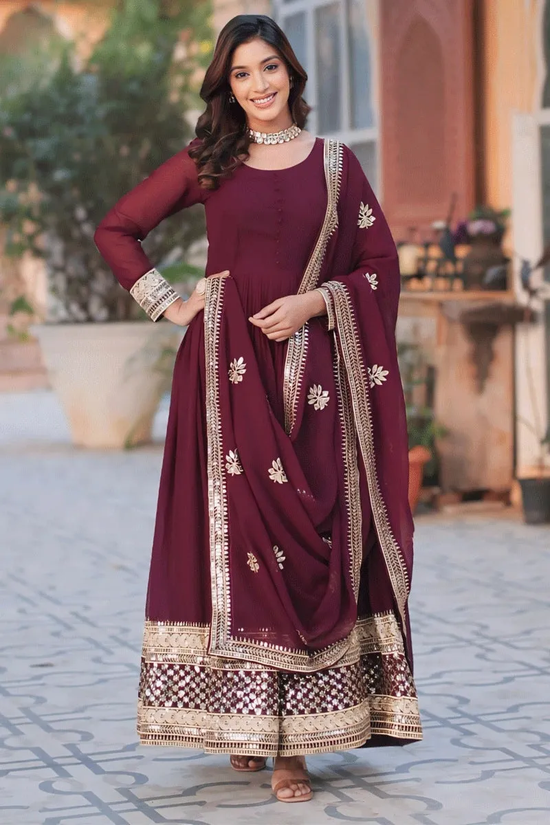 Long Heavy Gown With Dupatta For Wedding Function