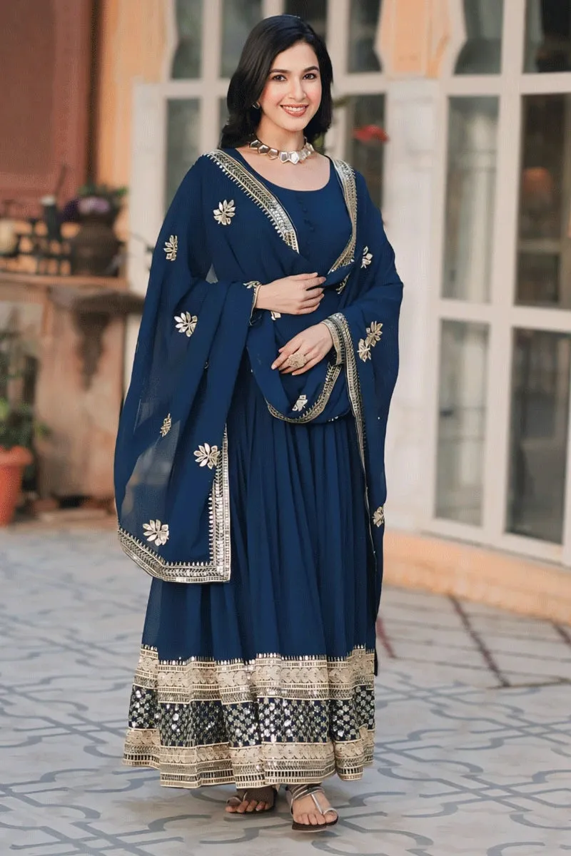 Long Heavy Gown With Dupatta For Wedding Function