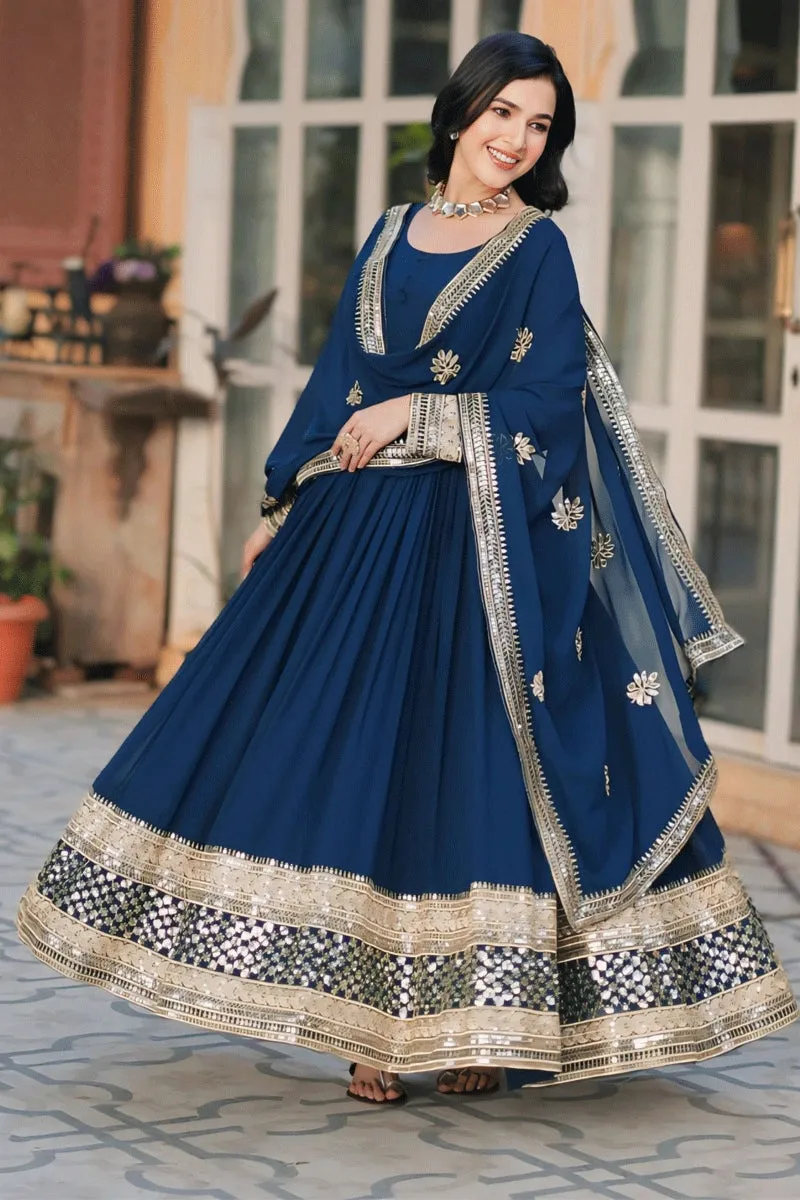 Long Heavy Gown With Dupatta For Wedding Function