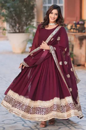 Long Heavy Gown With Dupatta For Wedding Function