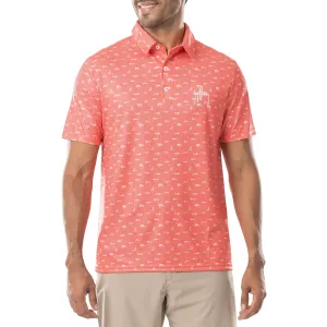 Men's Short Sleeve Coral Printed Performance Polo Shirt