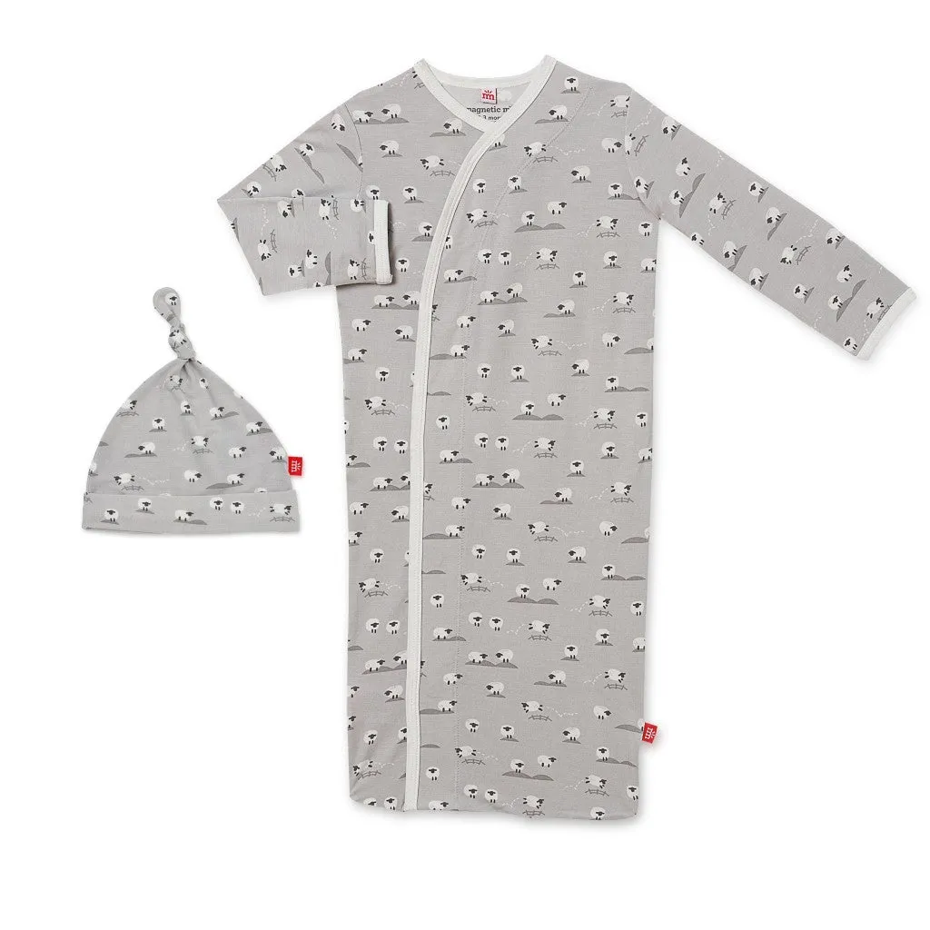 Modal Magnetic Gown & Hat Set - Gray Baa Baa