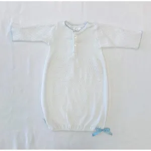 Paty Long Sleeve Button Down Sack with Blue Trim