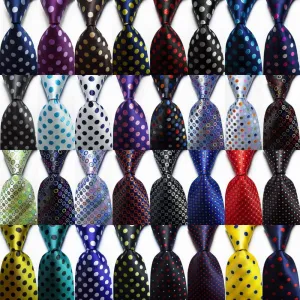 Polka Dot Ties For Men 100% Silk Necktie Set Gold Green