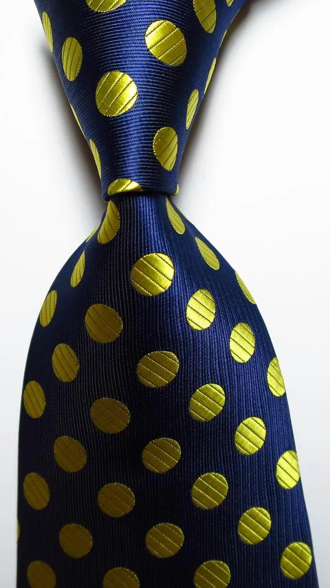 Polka Dot Ties For Men 100% Silk Necktie Set Gold Green