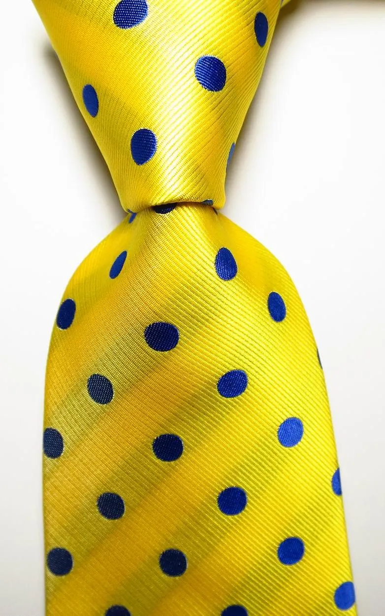 Polka Dot Ties For Men 100% Silk Necktie Set Gold Green