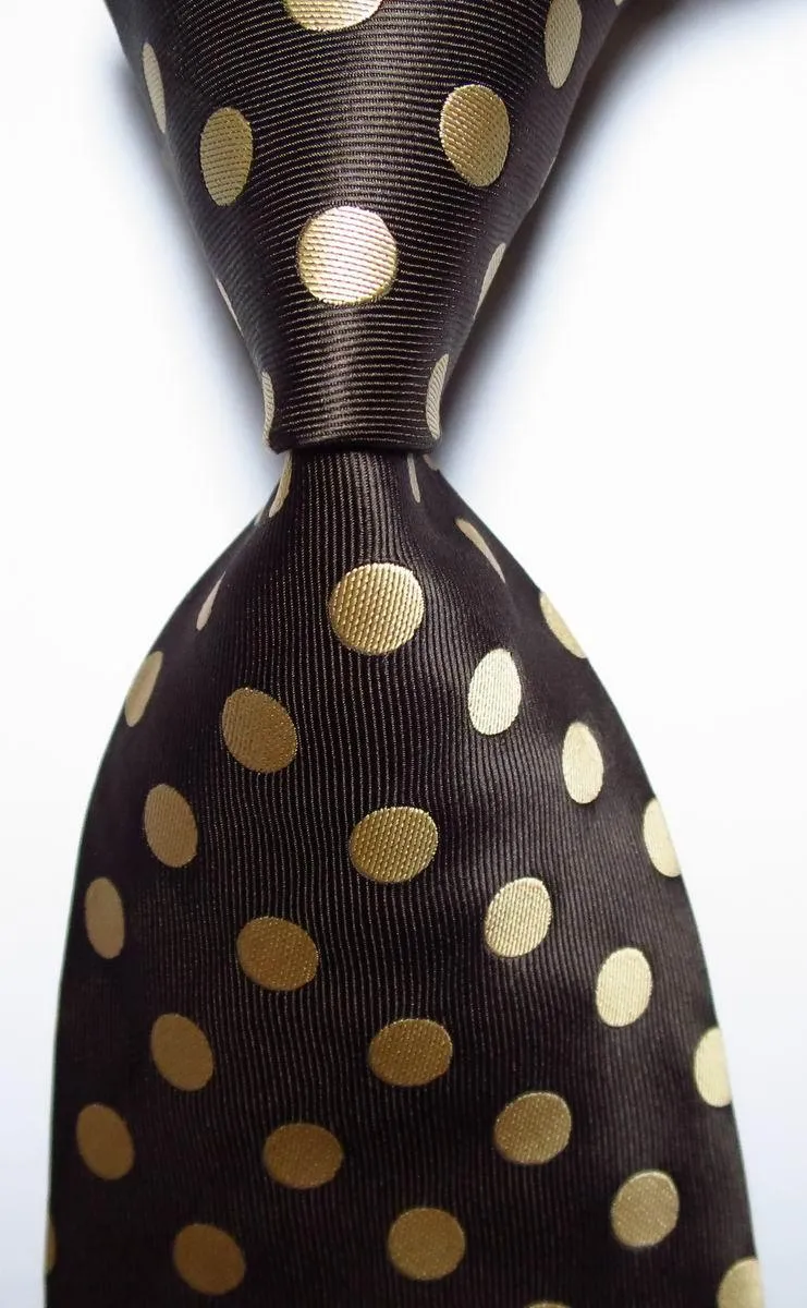 Polka Dot Ties For Men 100% Silk Necktie Set Gold Green
