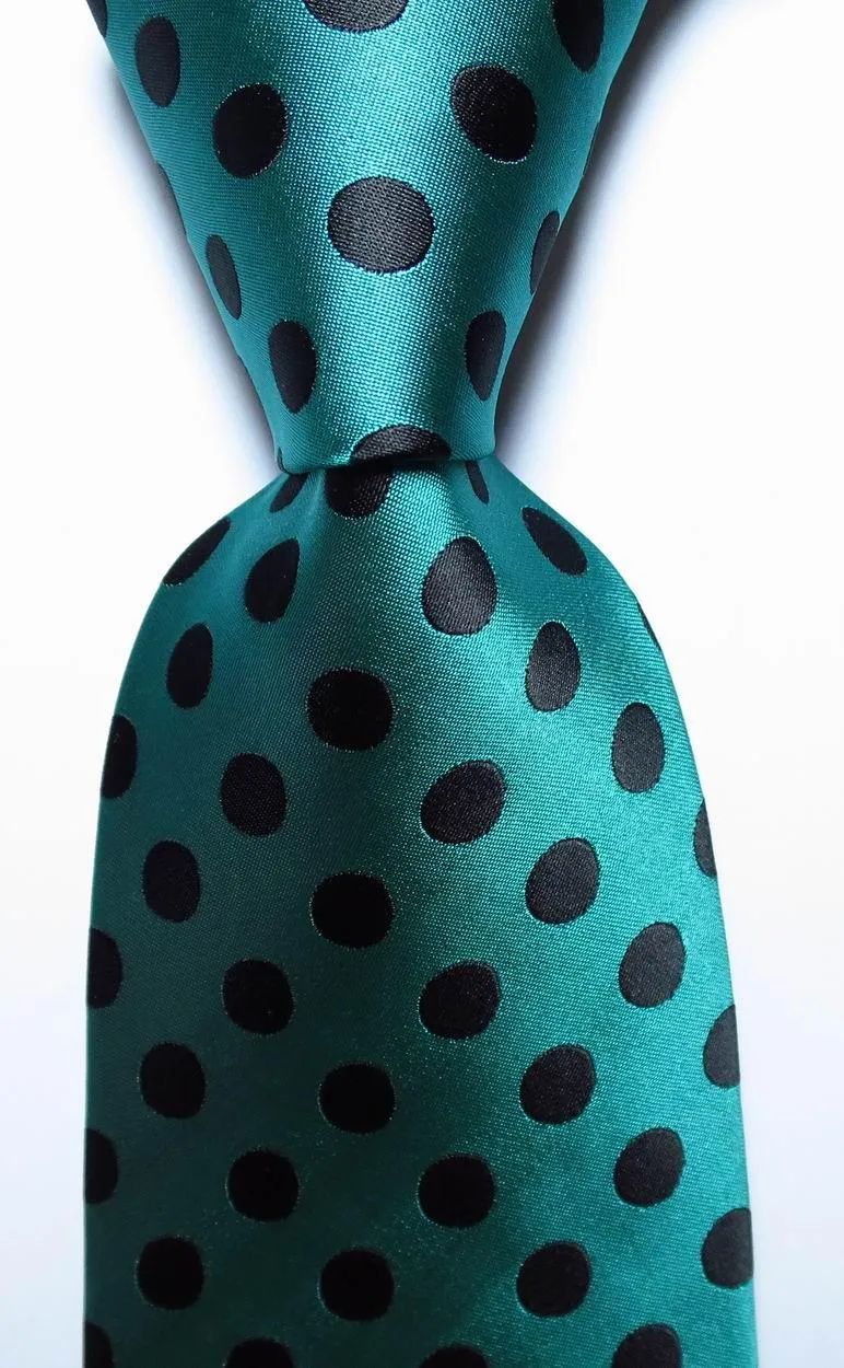 Polka Dot Ties For Men 100% Silk Necktie Set Gold Green