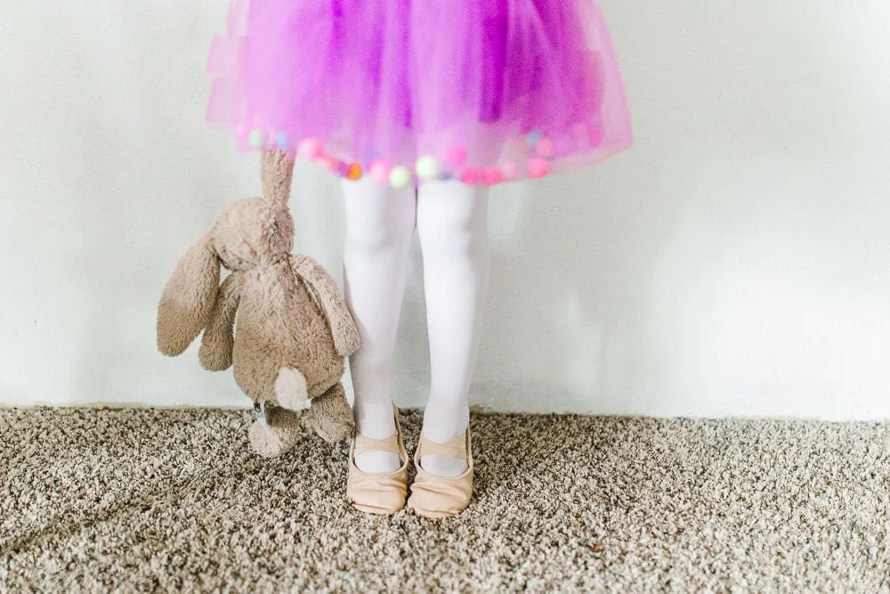 Purple Tutu For Girls | Pom Pom Tutu and Bow Hair Tie | 2Pcs Set | Kids Skirt In Purple
