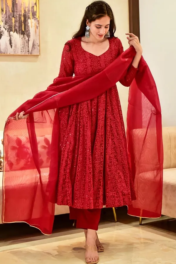Red Wedding Reception Dress For Girl 2022