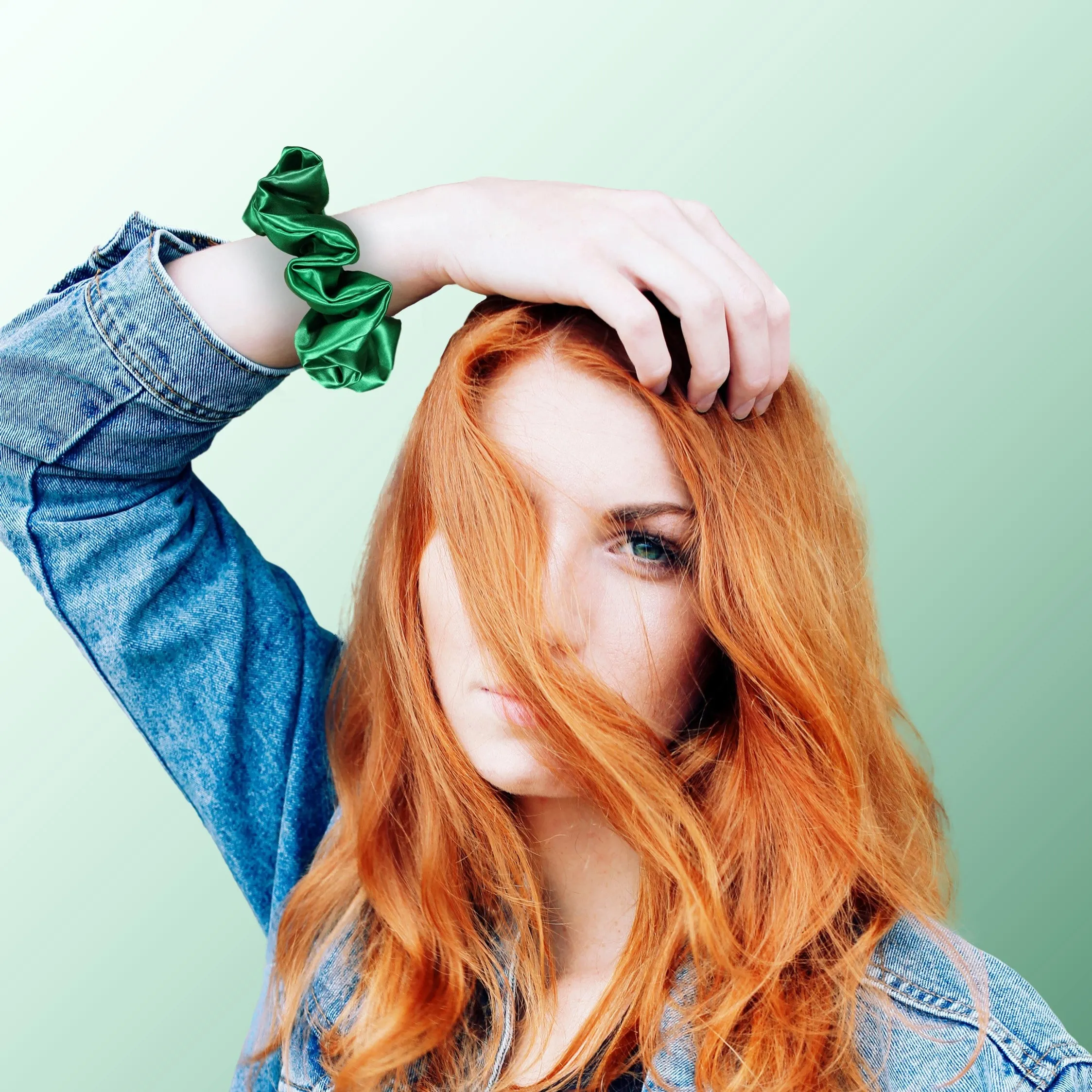 Scrunchies Premium Bridal Satin Available in 3 Sizes Made in the USA Lime