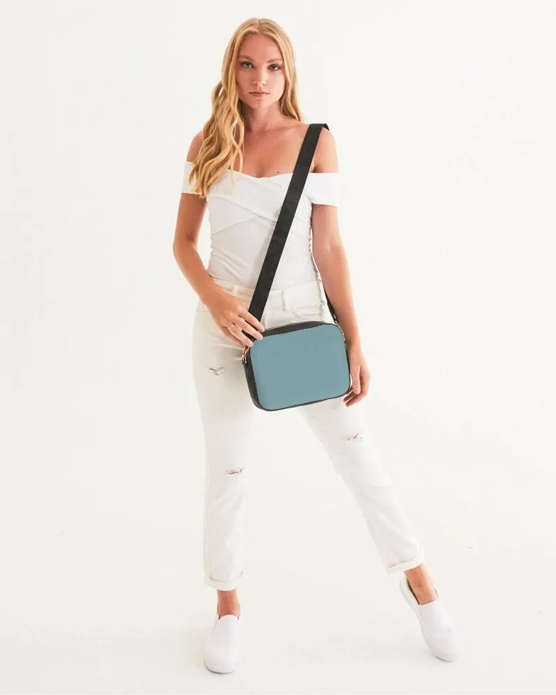 Shaded Pale Pastel Cyan Gray Crossbody Bag | C30M0Y8K30
