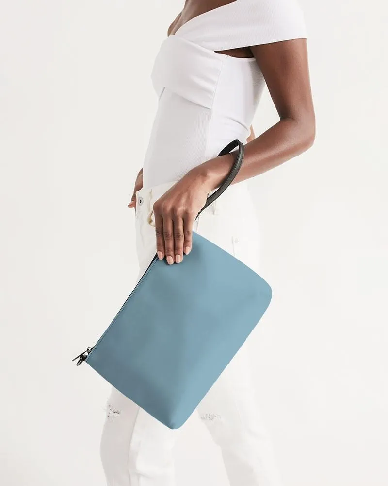 Shaded Pale Pastel Cyan Gray Zip Pouch | C30M0Y0K30