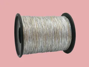 Silver Light Peach Twisted Variegated Zari / Metallic Threads