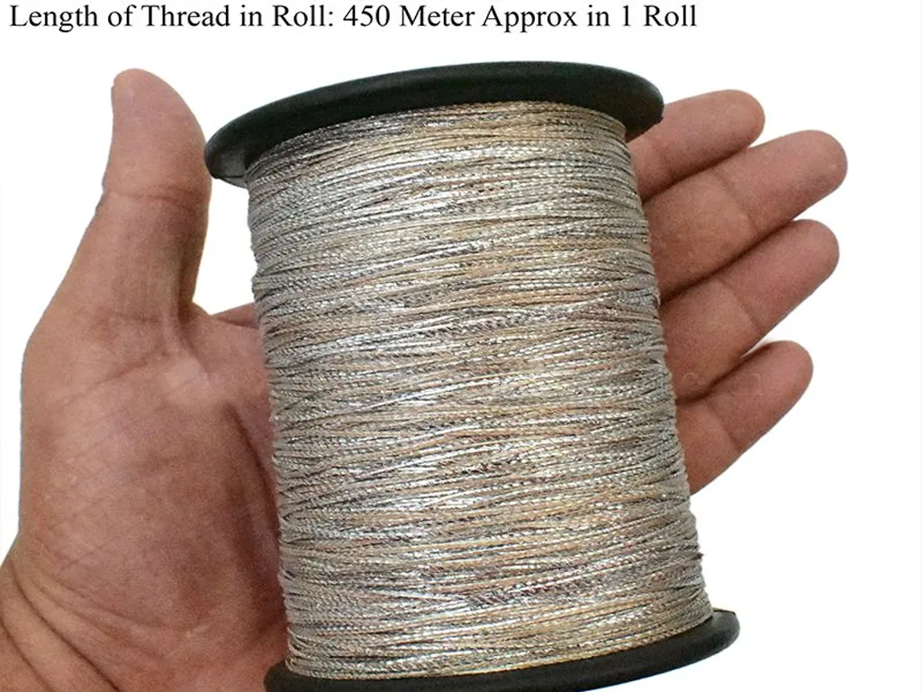Silver Light Peach Twisted Variegated Zari / Metallic Threads