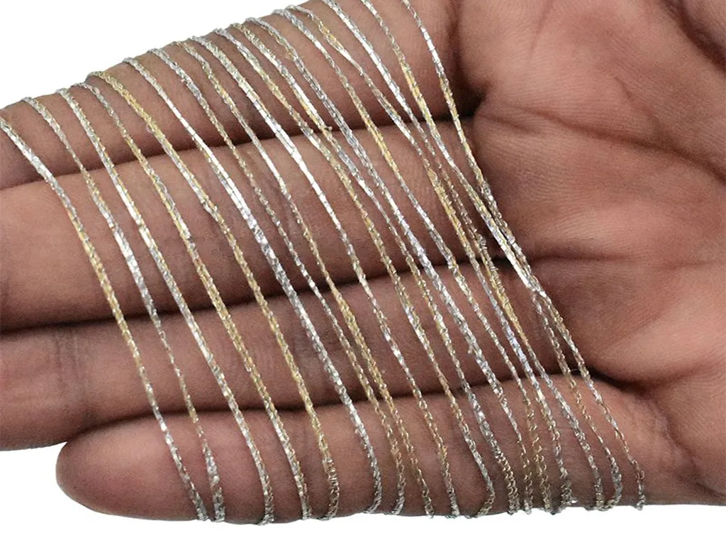 Silver Light Peach Twisted Variegated Zari / Metallic Threads