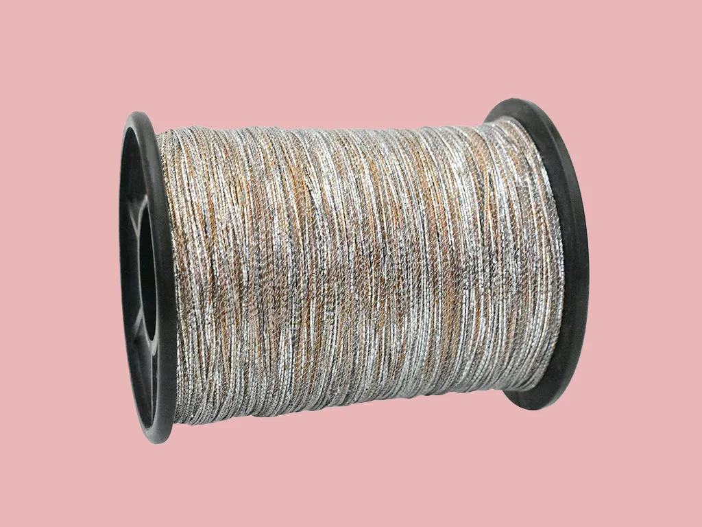 Silver Peach Twisted Variegated Zari / Metallic Threads