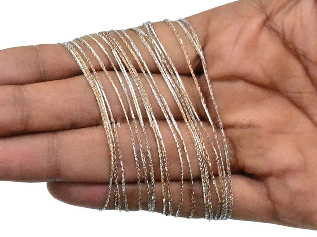 Silver Peach Twisted Variegated Zari / Metallic Threads