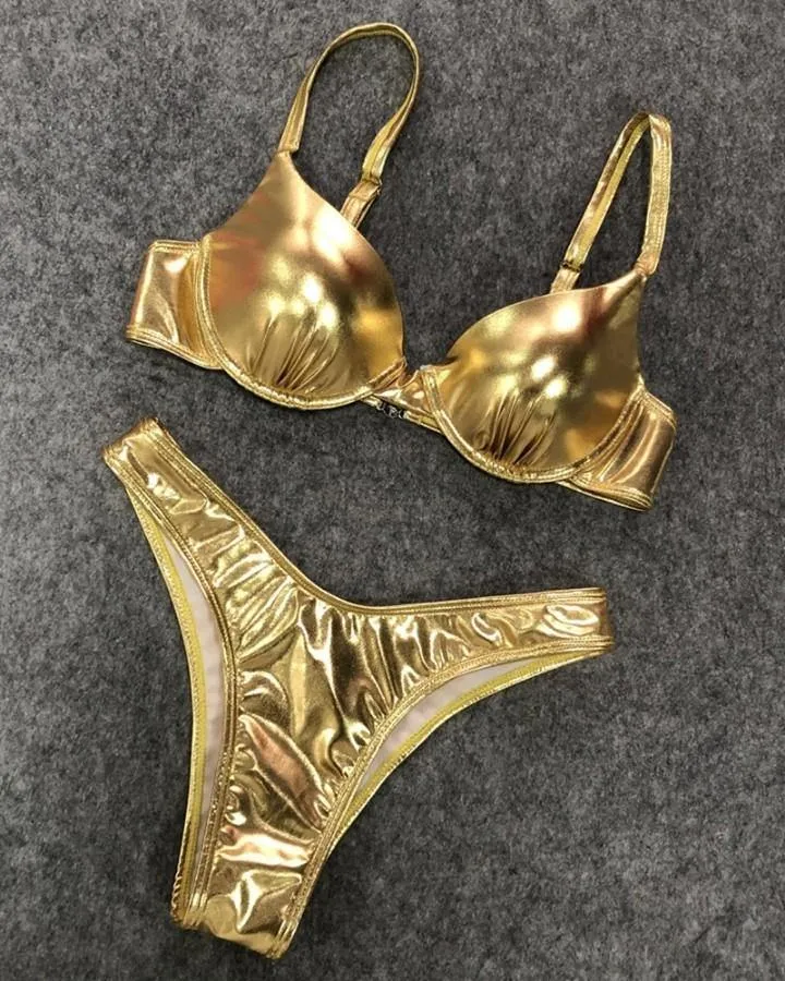 Solid Color Sling 2-Piece Bikini Sets