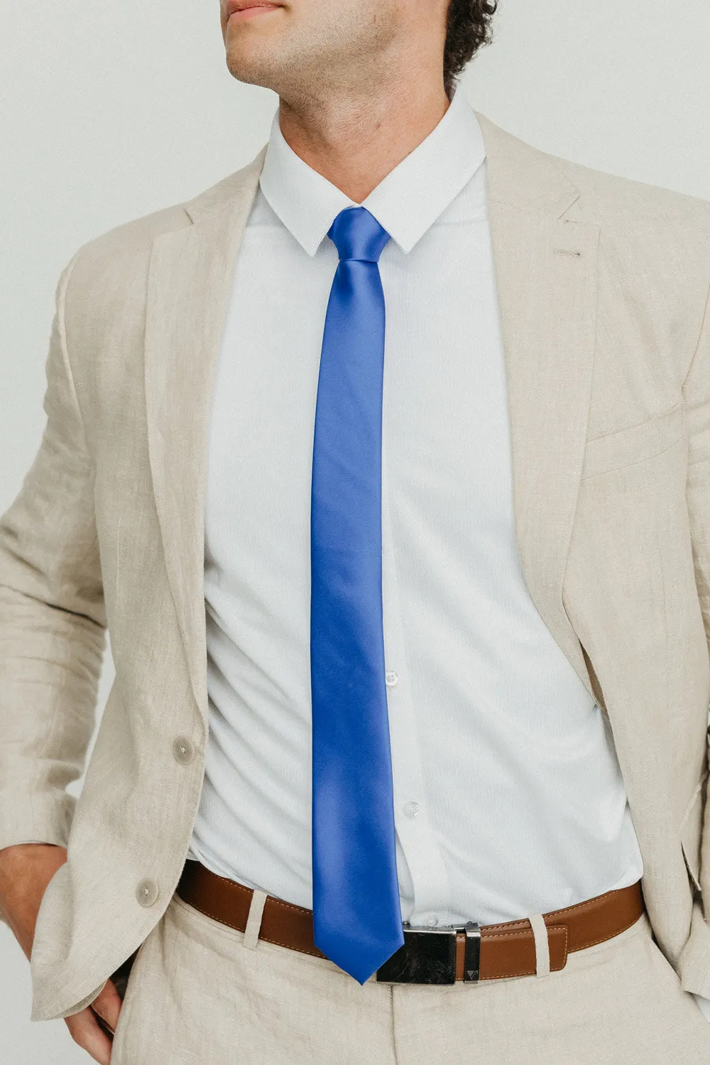 Solid Steel Blue Satin Tie