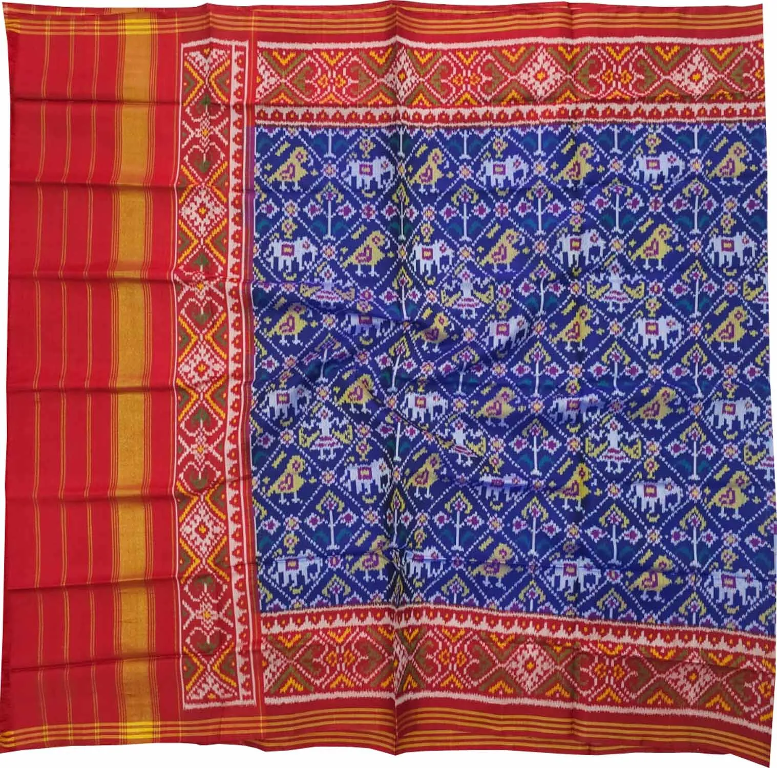Stunning Blue Semi Patan Patola Handloom Silk Dupatta: A Timeless Beauty