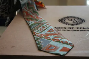 Stylish Sea Blue and Red Men's Neck Tie in Pure Banarasi Silk