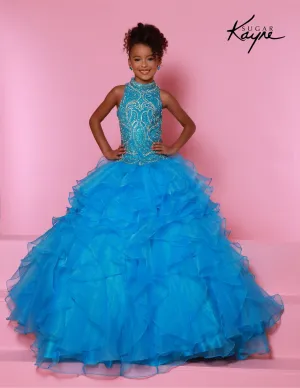 Sugar Kayne C326 Girls Preteens Pageant Dress Ruffled Long Skirt High Neckline Crystal Bodice Sleeveless