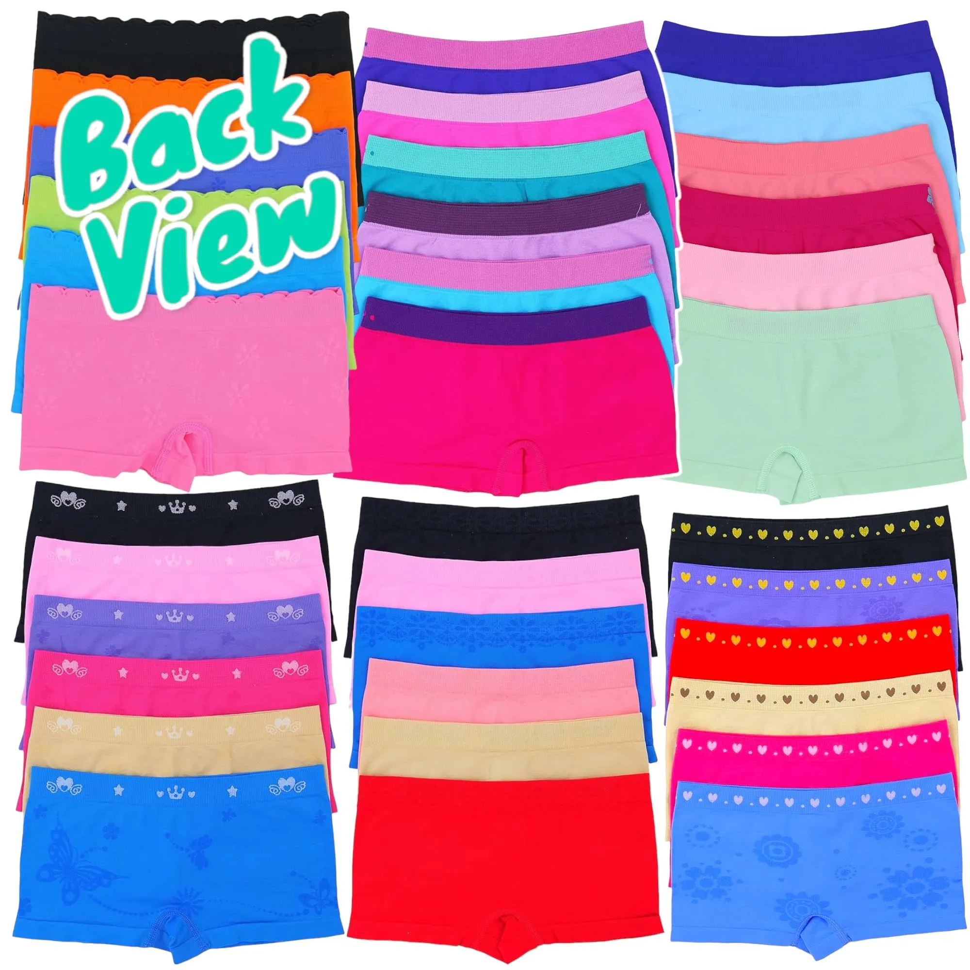 ToBeInStyle Girls' Pack of 6 Random Print Assortment Seamless Underwear Bottoms - Boyshorts