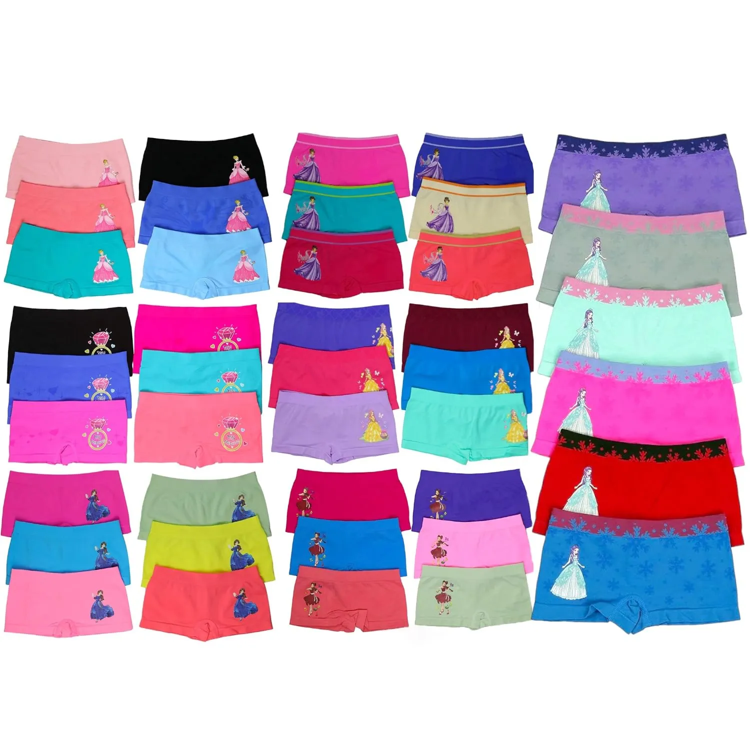 ToBeInStyle Girls' Pack of 6 Random Print Assortment Seamless Underwear Bottoms - Boyshorts