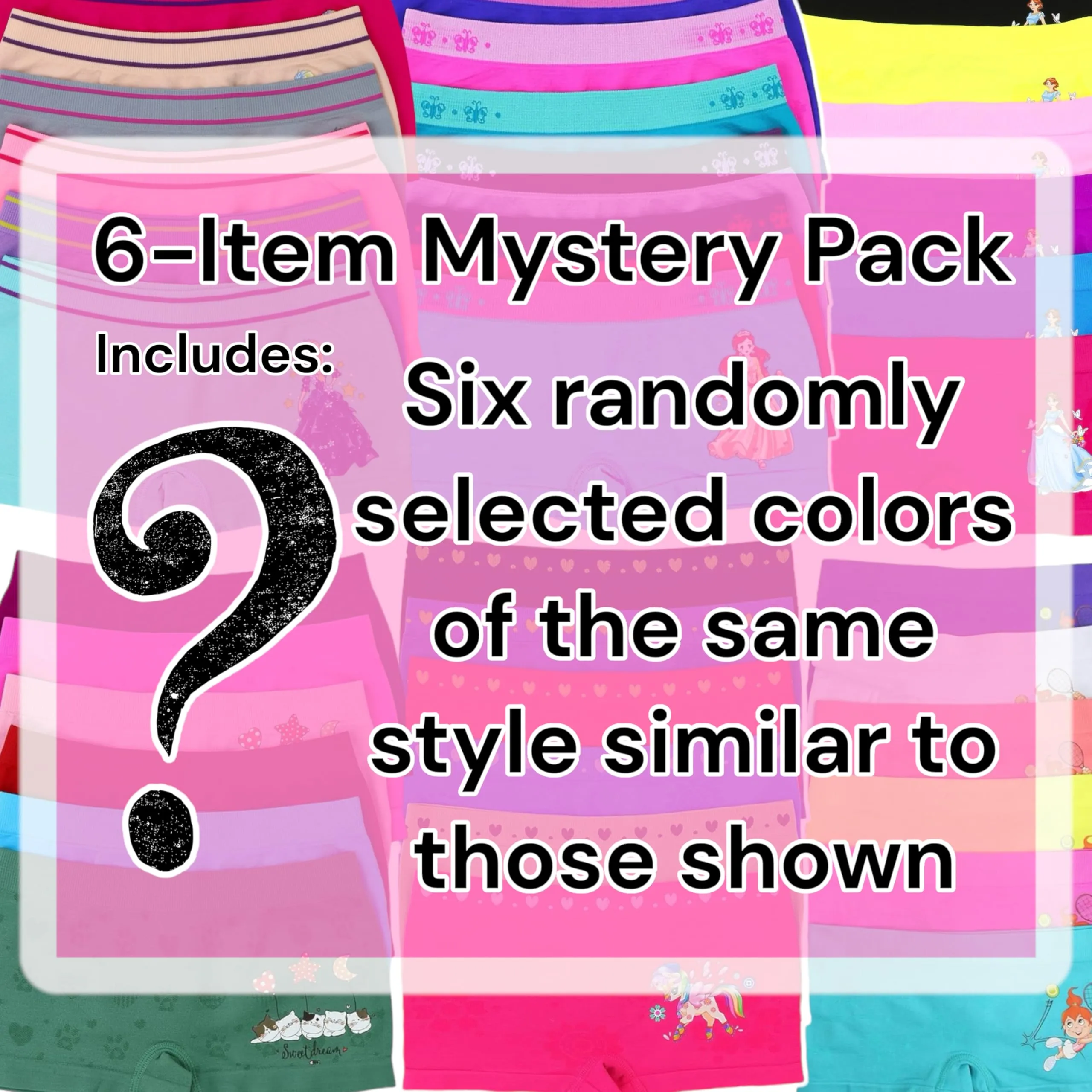 ToBeInStyle Girls' Pack of 6 Random Print Assortment Seamless Underwear Bottoms - Boyshorts