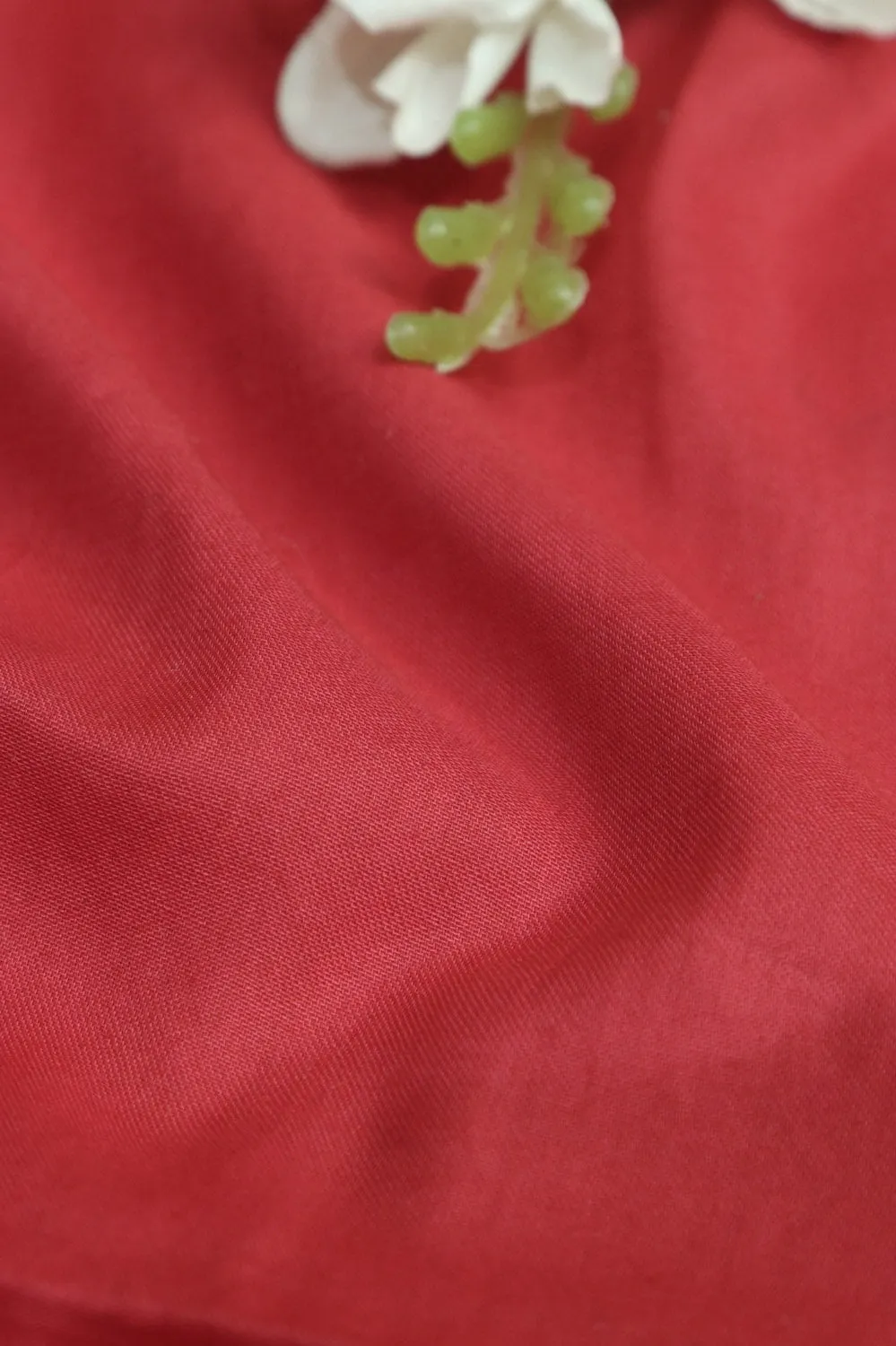 Vibrant Red Cotton Silk Fabric - 1 Mtr