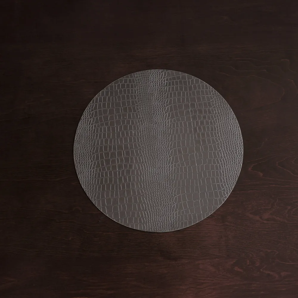 VIDA Croc Reversible 16" Round Placemats Set of 4 (Black and Grey)