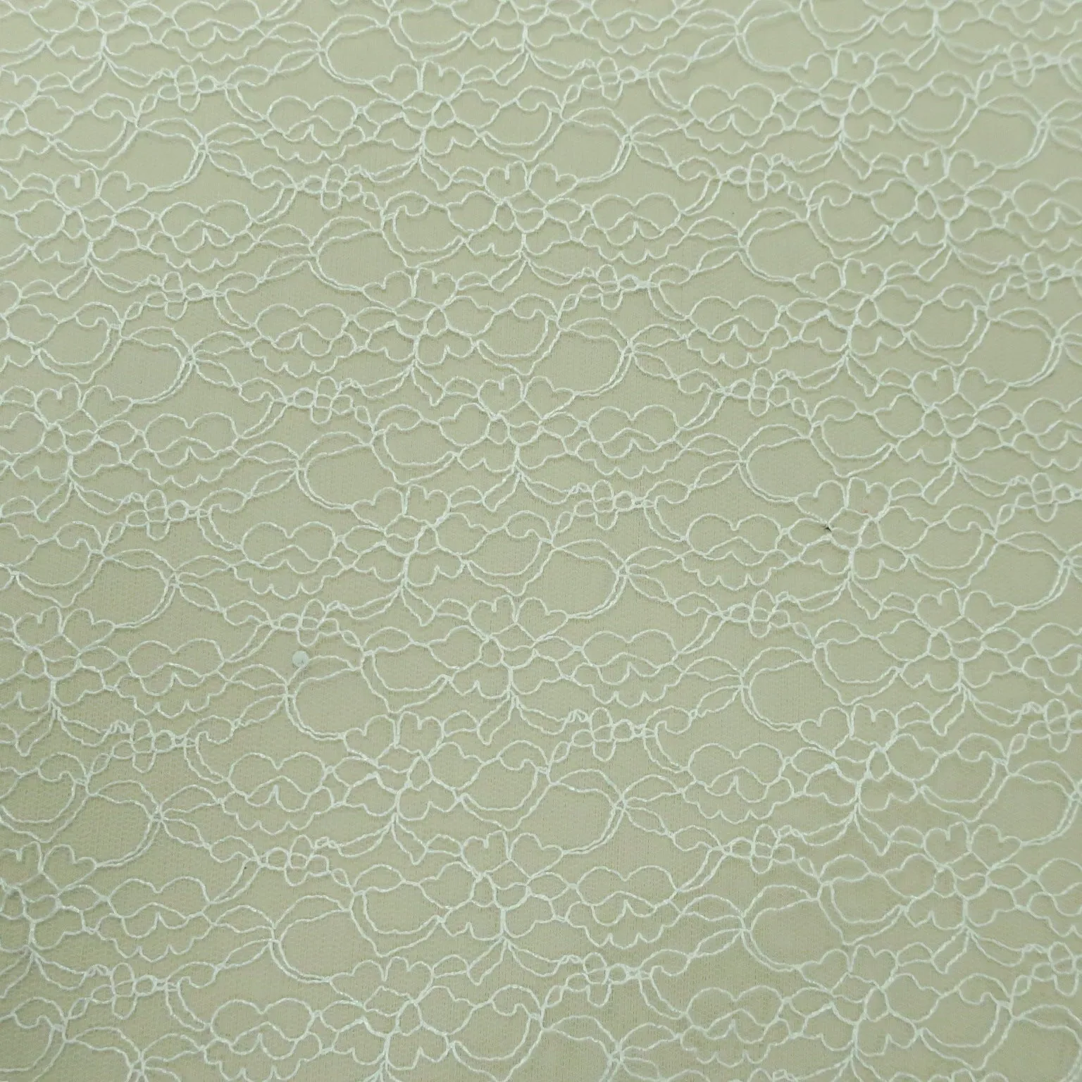 White Floral Corded Embroidered Tulle Fabric